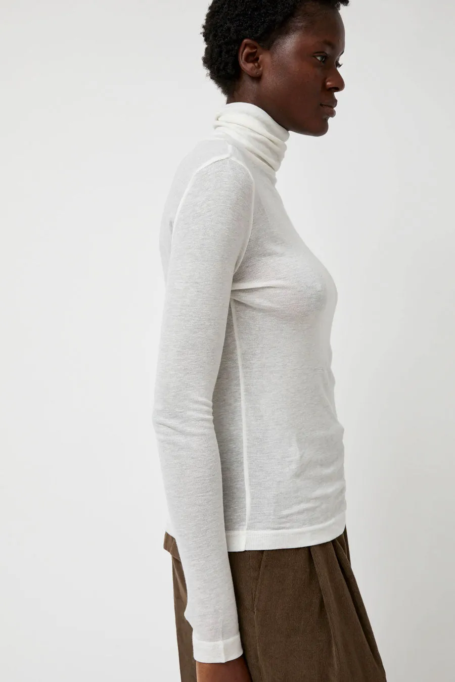 Mijeong Park Thin Ribbed Roll Neck Top in White sold by No. 6 product image thumbnail 2