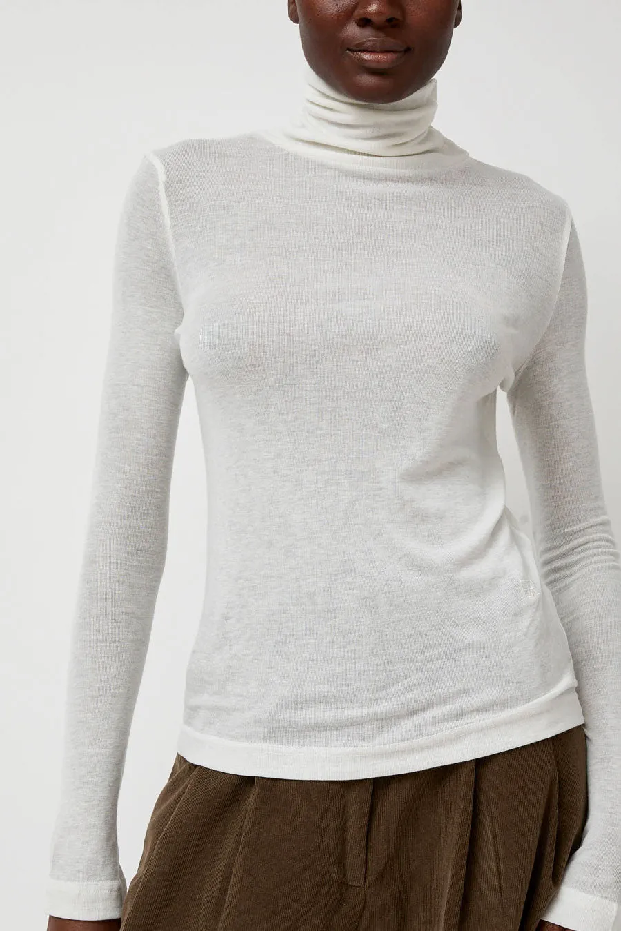 Mijeong Park Thin Ribbed Roll Neck Top in White sold by No. 6 product image thumbnail 3