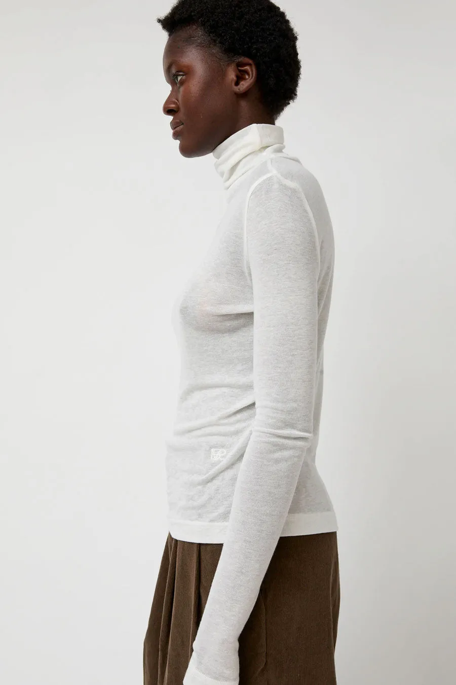 Mijeong Park Thin Ribbed Roll Neck Top in White sold by No. 6 product image thumbnail 4
