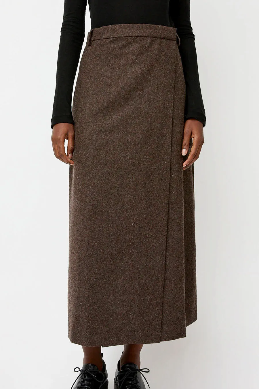 Mijeong Park Wool Blend Maxi Wrap Skirt in Brown sold by No. 6 product image thumbnail 2
