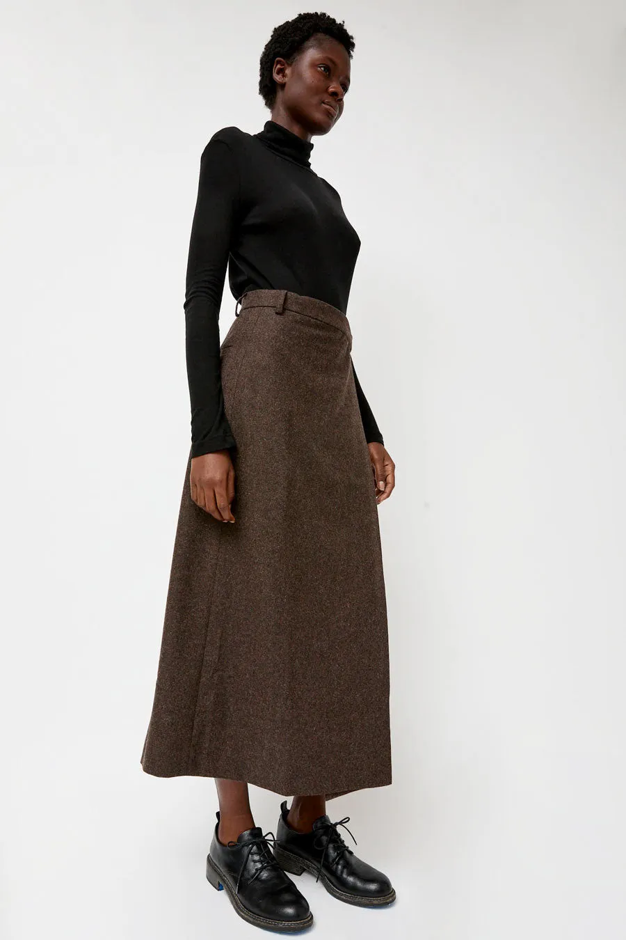 Mijeong Park Wool Blend Maxi Wrap Skirt in Brown sold by No. 6 product image thumbnail 4