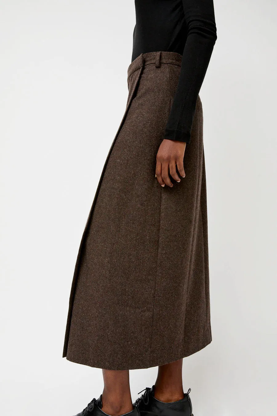 Mijeong Park Wool Blend Maxi Wrap Skirt in Brown sold by No. 6 product image thumbnail 3
