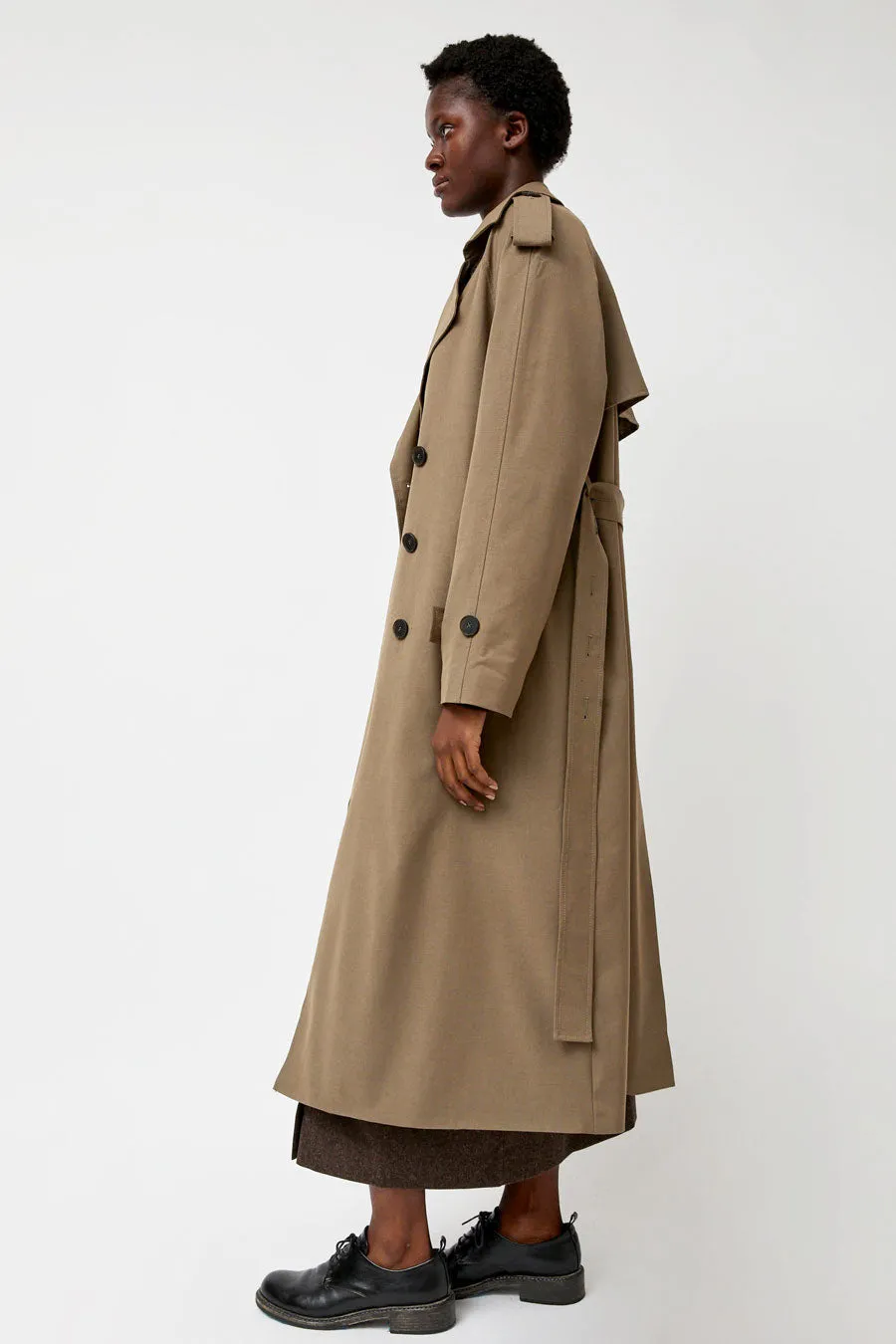 Mijeong Park Wool Blend Long Trench in Light Olive sold by No. 6 product image thumbnail 5
