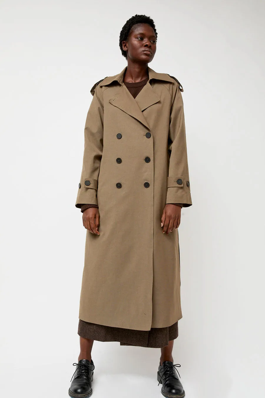 Mijeong Park Wool Blend Long Trench in Light Olive sold by No. 6 product image thumbnail 4