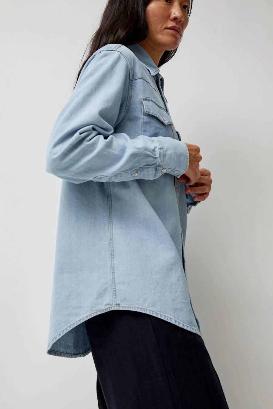 TONYWACK Washed Denim Western Shirt in Washed Light Blue sold by No. 6 product image thumbnail 5
