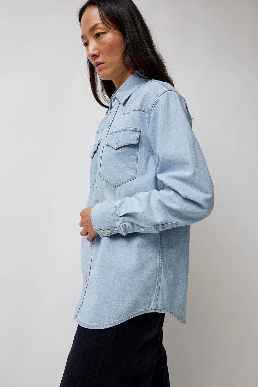 TONYWACK Washed Denim Western Shirt in Washed Light Blue sold by No. 6 product image thumbnail 4