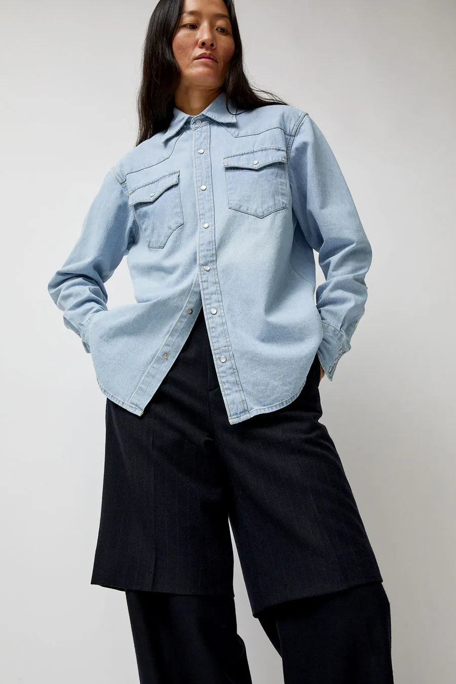 TONYWACK Washed Denim Western Shirt in Washed Light Blue sold by No. 6 product image thumbnail 2