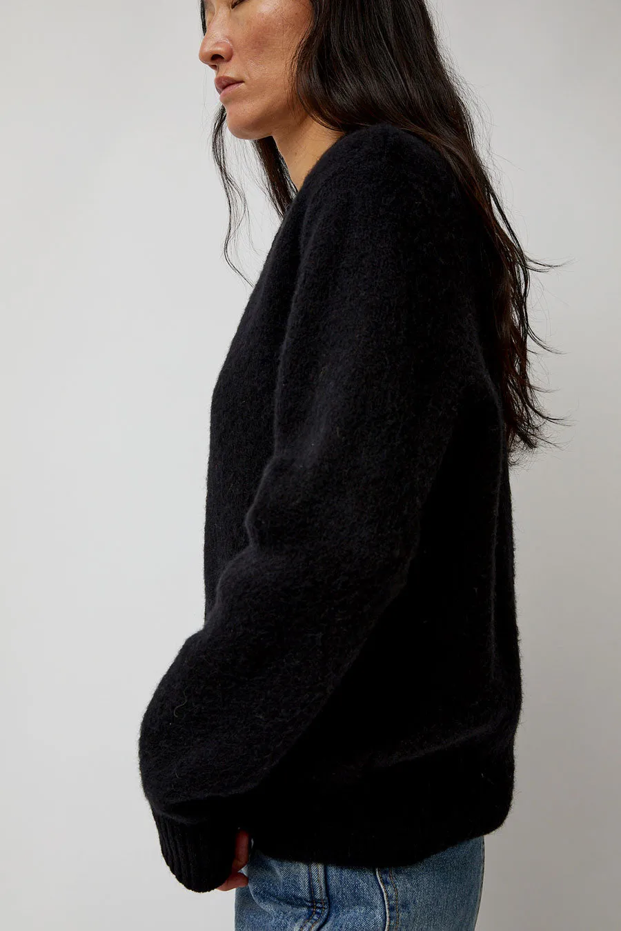 TONYWACK Alpaca Mohair Crewneck Cardigan in Black sold by No. 6 product image thumbnail 3