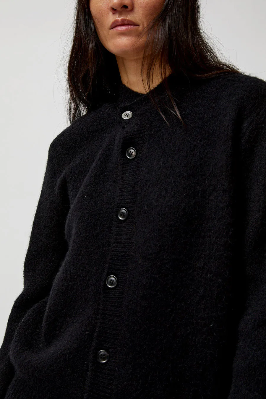 TONYWACK Alpaca Mohair Crewneck Cardigan in Black sold by No. 6 product image thumbnail 2