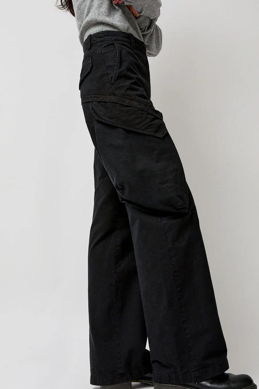 TONYWACK Garment-Dyed Gabardine Wide Cargo Pants in Carbon Pigment sold by No. 6 product image thumbnail 4