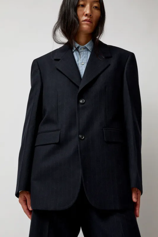 TONYWACK Virgin Wool Oversized Tailored Jacket in Navy Pinstripe sold by No. 6