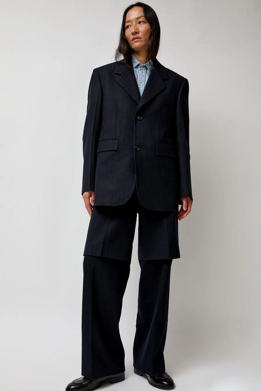 TONYWACK Virgin Wool Oversized Tailored Jacket in Navy Pinstripe sold by No. 6 product image thumbnail 4