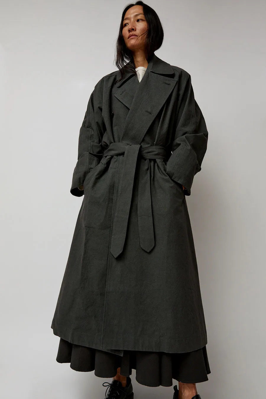 Black Crane Unisex Coat in Slate sold by No. 6