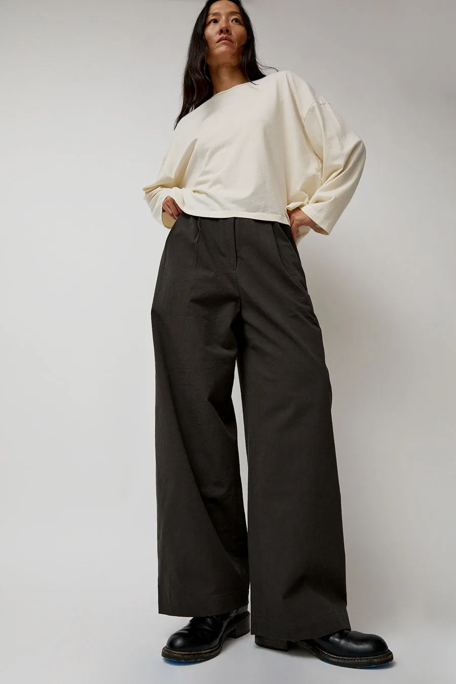Black Crane Straight Trousers in Dark Grey sold by No. 6