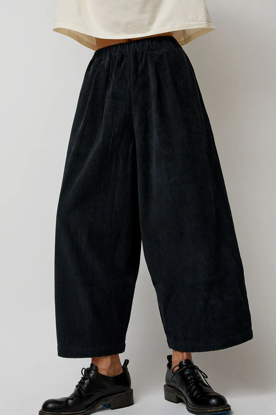 Black Crane Corduroy Unisex Wide Pants in Dark Grey sold by No. 6