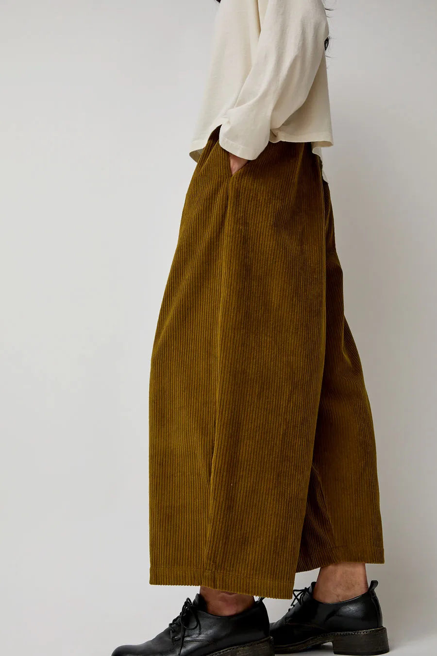 Black Crane Corduroy Unisex Wide Pants in Dark Olive sold by No. 6 product image thumbnail 3