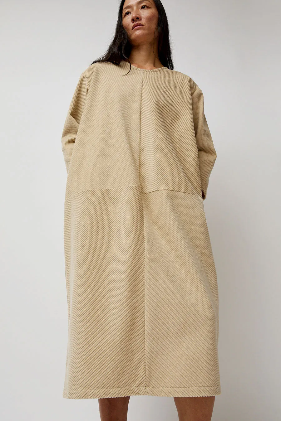 Black Crane Corduroy Radient Dress in Ivory sold by No. 6