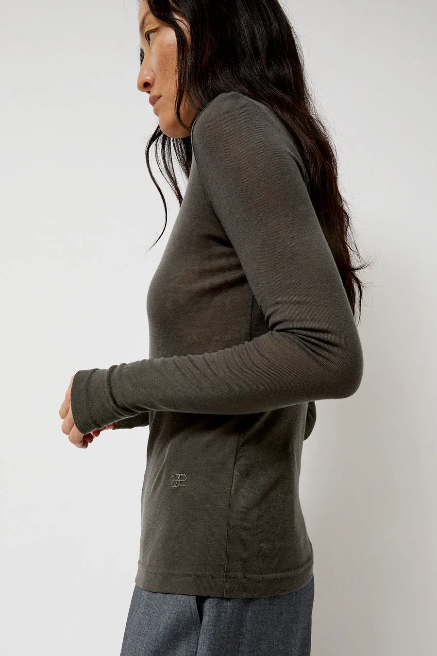 Mijeong Park Thin Ribbed Roll Neck Top in Dark Gray sold by No. 6 product image thumbnail 4