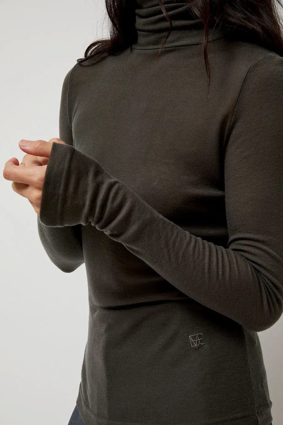 Mijeong Park Thin Ribbed Roll Neck Top in Dark Gray sold by No. 6 product image thumbnail 2