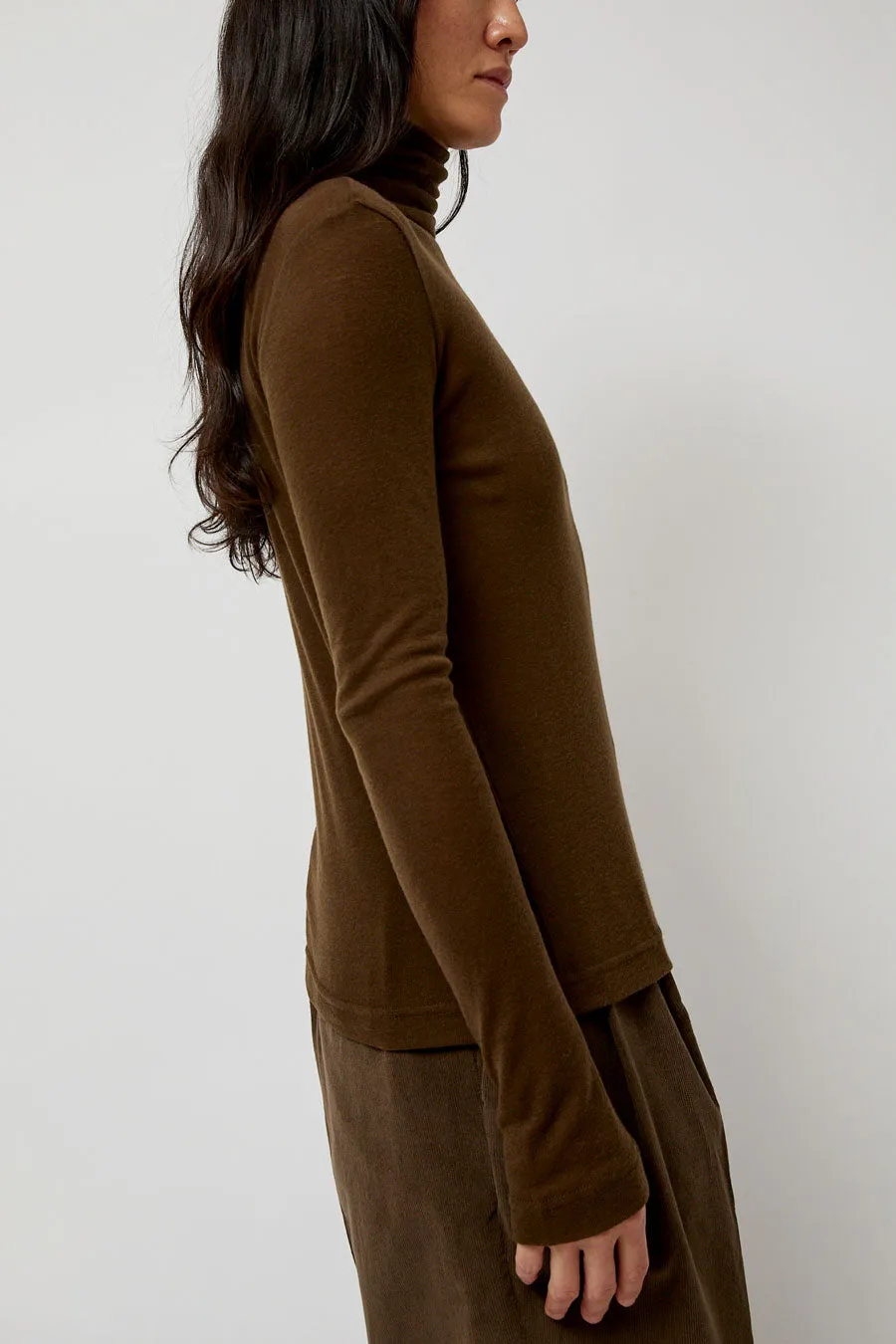 Mijeong Park Thin Ribbed Roll Neck Top in Brown sold by No. 6 product image thumbnail 4