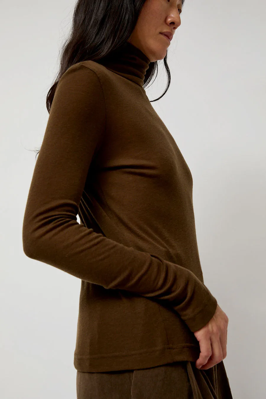 Mijeong Park Thin Ribbed Roll Neck Top in Brown sold by No. 6 product image thumbnail 2