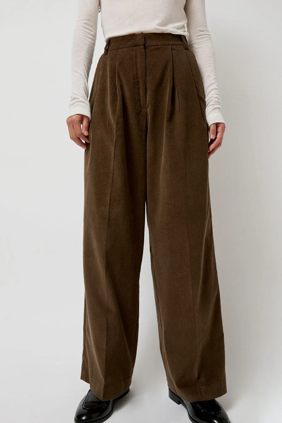Mijeong Park Thin Corduroy Wide Leg Pants in Light Brown sold by No. 6 product image thumbnail 5