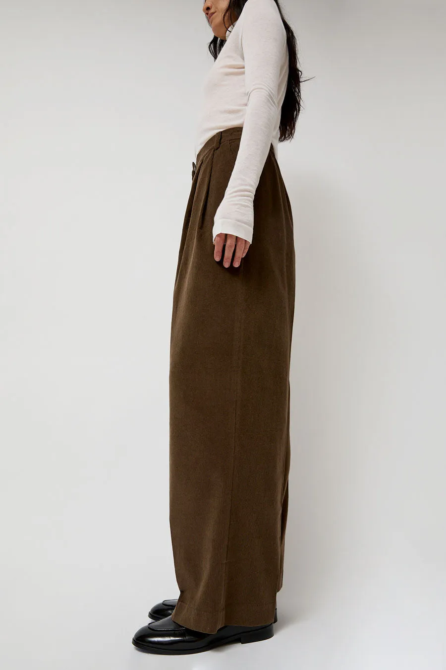 Mijeong Park Thin Corduroy Wide Leg Pants in Light Brown sold by No. 6 product image thumbnail 4