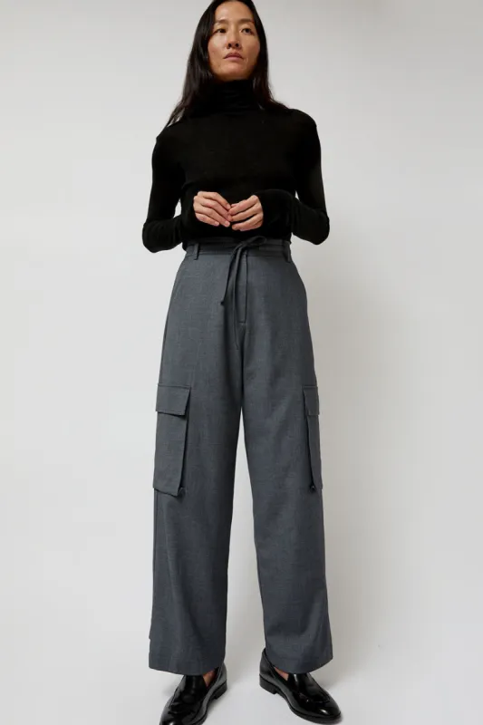 Mijeong Park Wool Blend Cargo Pants in Gray sold by No. 6