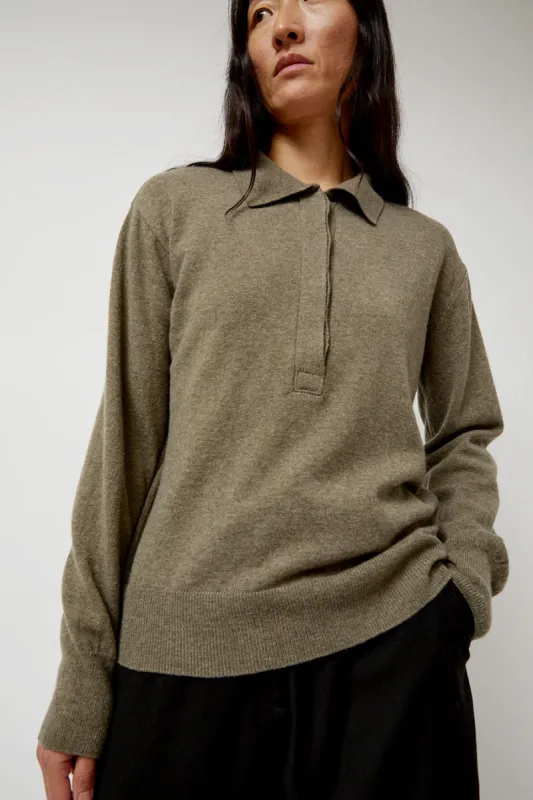 Mijeong Park Cashmere Blend Polo Sweater in Greige sold by No. 6