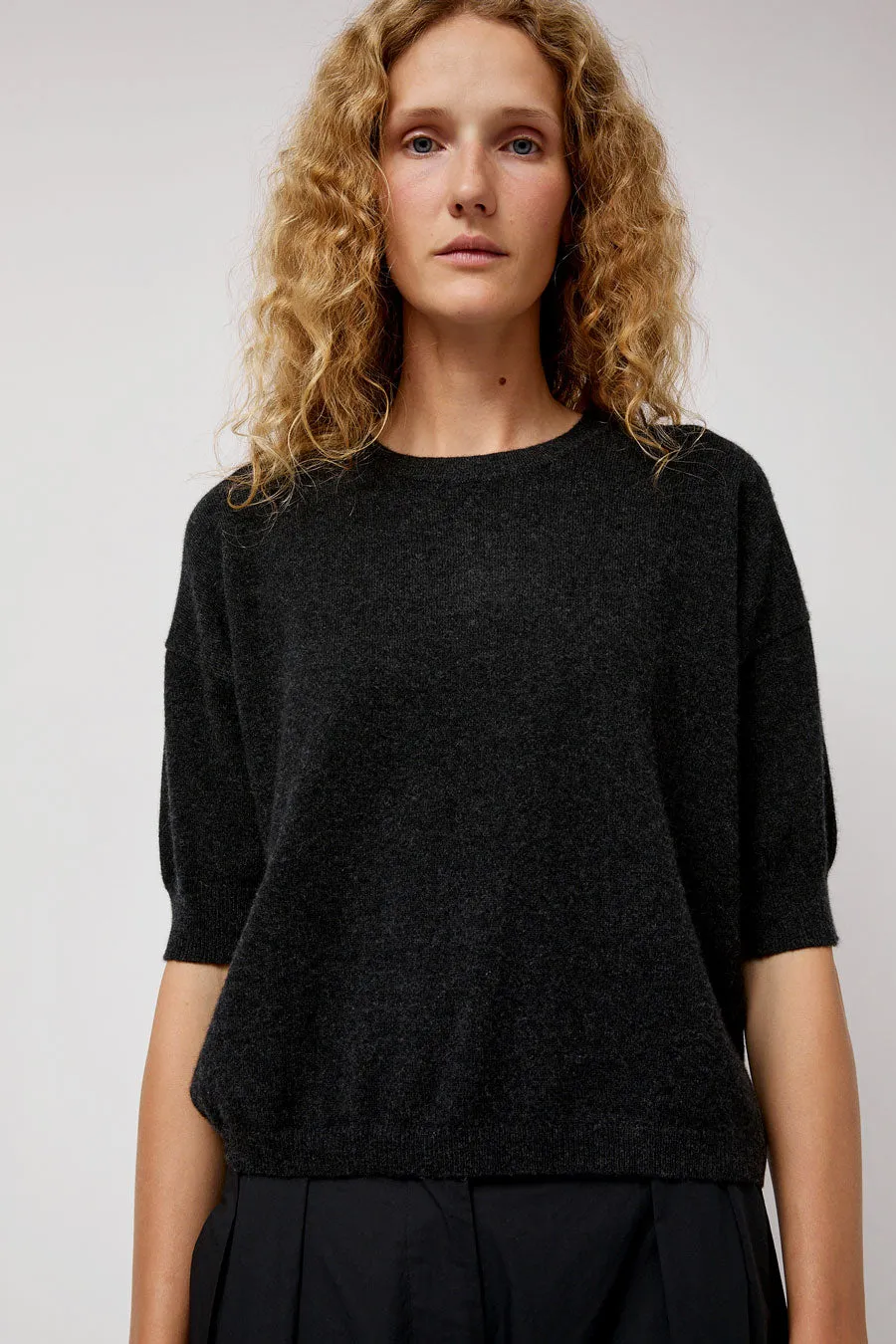 Modern Weaving Cashmere Boyfriend Tee in Black Melange sold by No. 6
