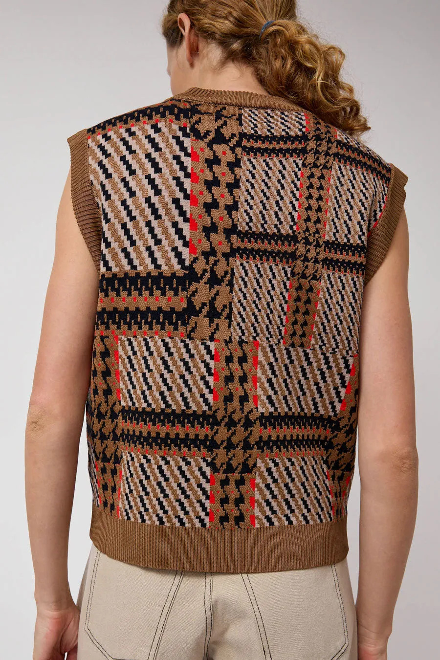 Henrik Vibskov Dust Knitted Vest in Orange Mixed Checks sold by No. 6 product image thumbnail 5