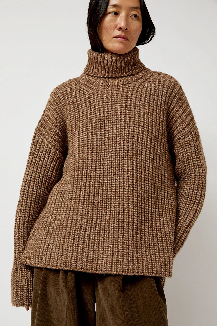 Atelier Delphine Alpaca Rib Turtleneck in Brown sold by No. 6
