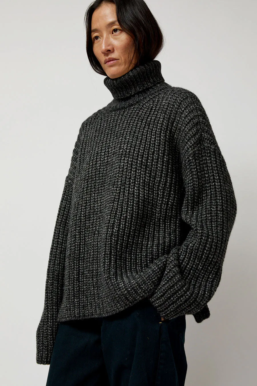Atelier Delphine Alpaca Rib Turtleneck in Charcoal sold by No. 6
