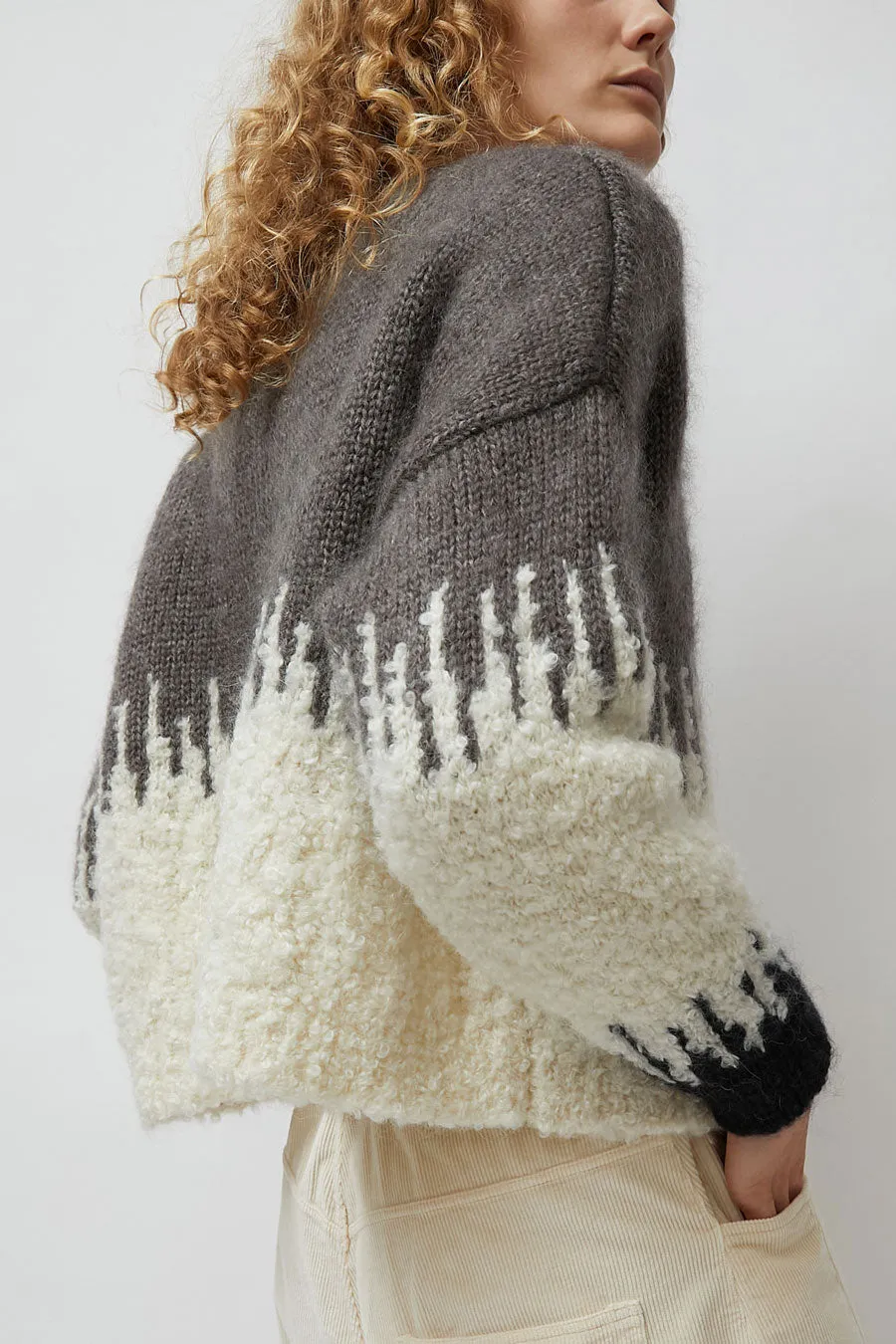 CORDERA Silk and Mohair Textured Sweater in Cream and Grey sold by No. 6 product image thumbnail 2
