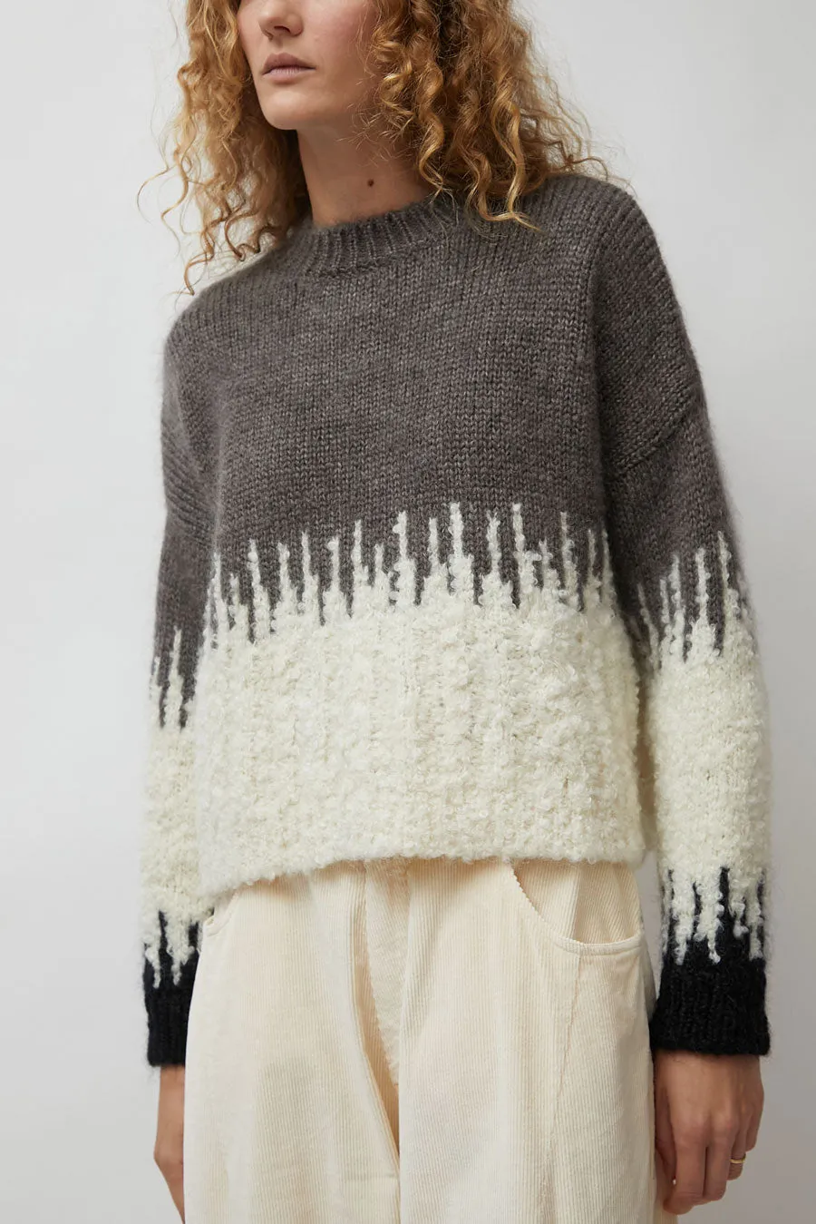 CORDERA Silk and Mohair Textured Sweater in Cream and Grey sold by No. 6 product image thumbnail 3