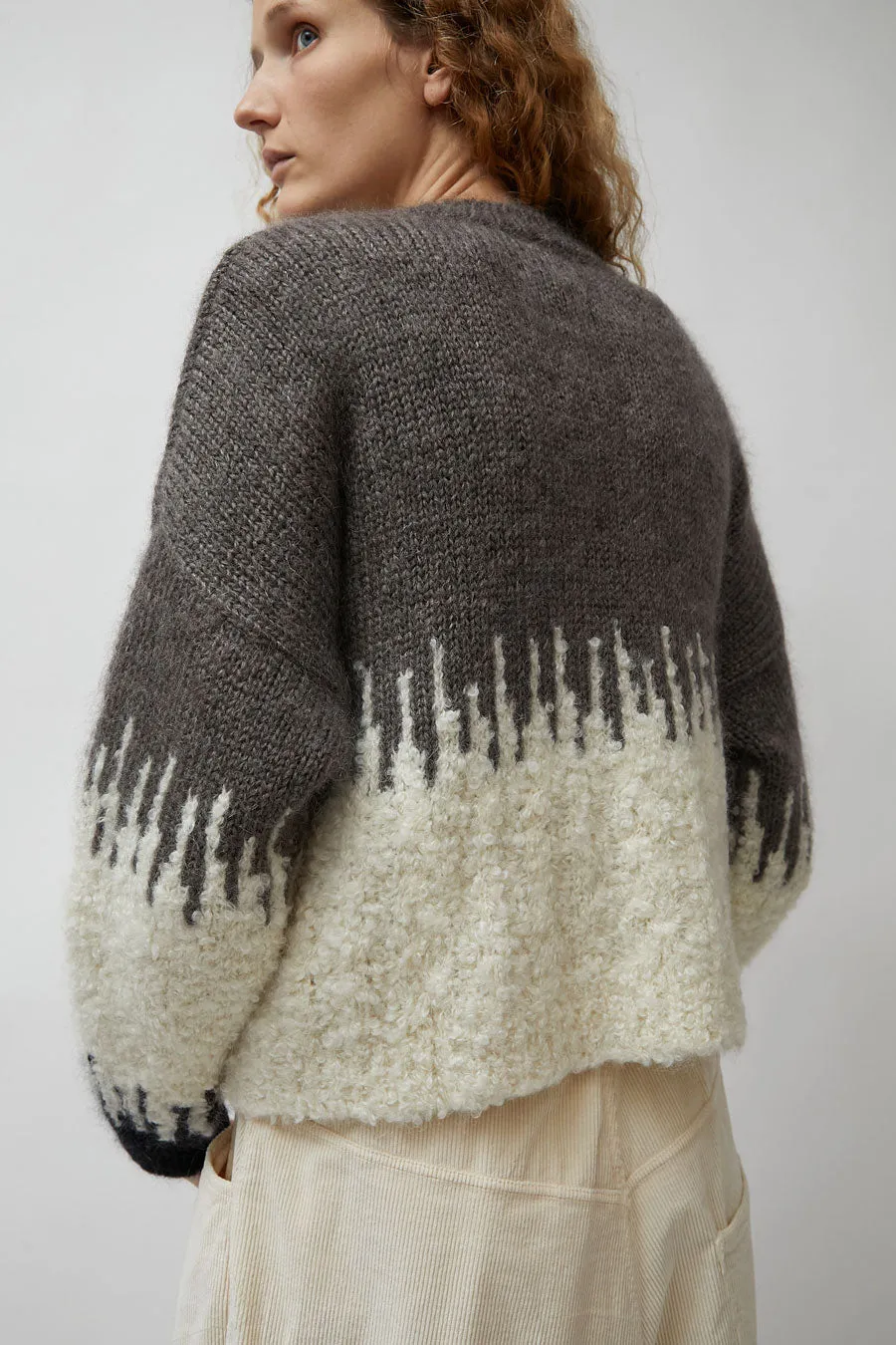 CORDERA Silk and Mohair Textured Sweater in Cream and Grey sold by No. 6 product image thumbnail 5