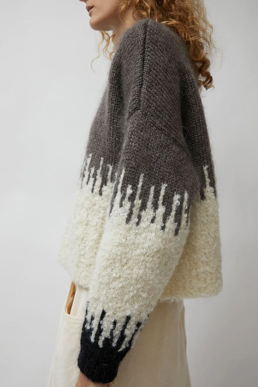 CORDERA Silk and Mohair Textured Sweater in Cream and Grey sold by No. 6 product image thumbnail 4