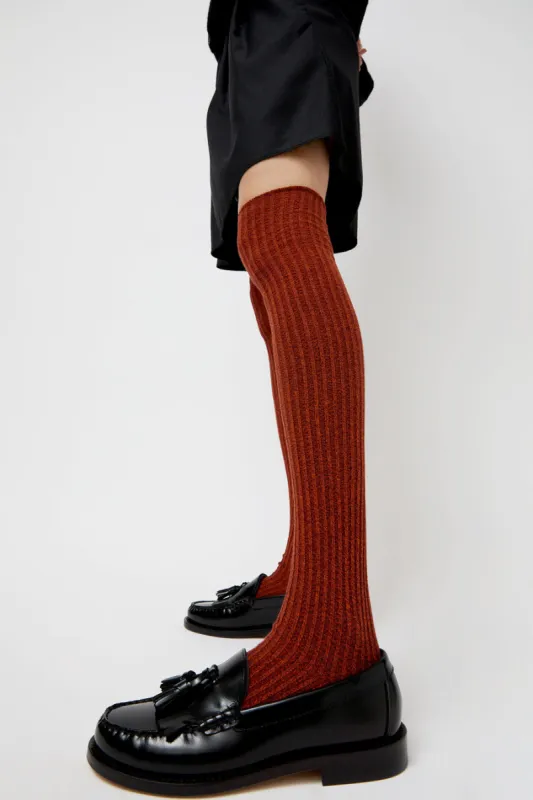 Baserange Overknee Socks in Angle Burgundy and Rust sold by No. 6
