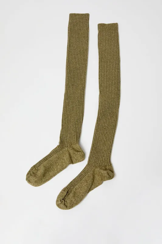 Baserange Overknee Socks in Tre Green and Su Tan sold by No. 6