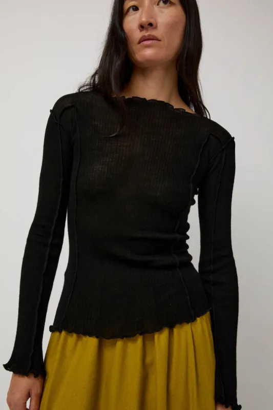Baserange Omato Wool Long Sleeve in Black sold by No. 6