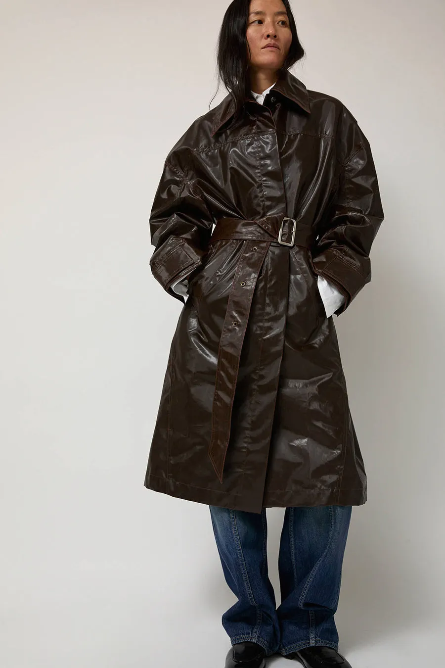 Façon Jacmin Manso Mackintosh Coat in Brown sold by No. 6