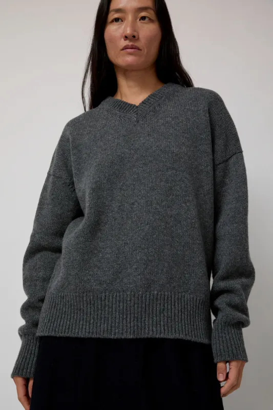 &Daughter Balla Slouch V Neck Sweater in Derby Grey made by No. 6