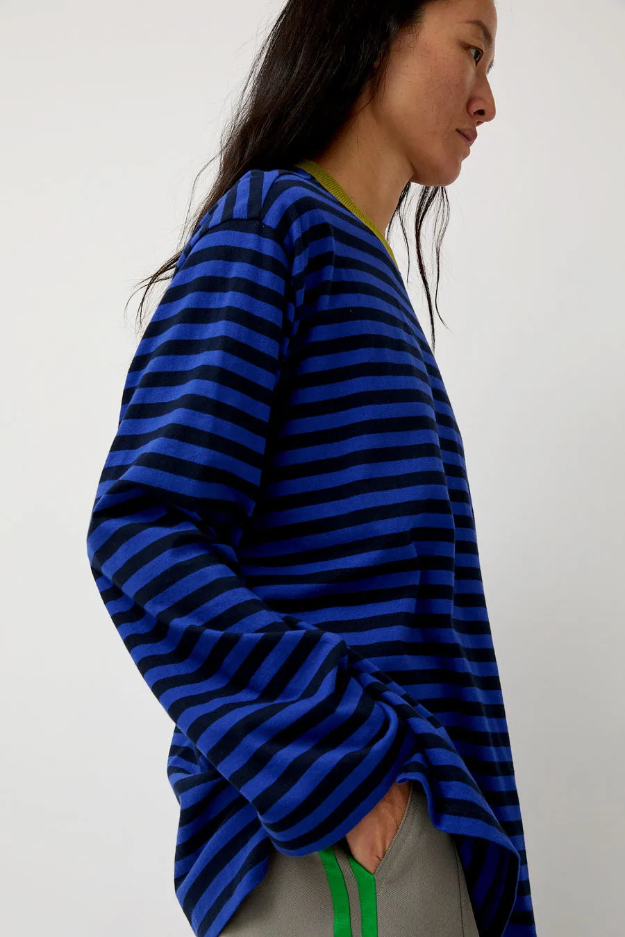 KkCo Long Sleeve Box Tee in Cobalt and Midnight Stripe sold by No. 6 product image thumbnail 2