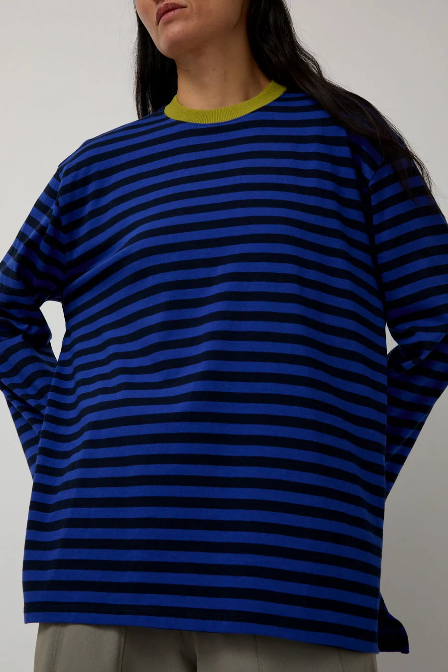 KkCo Long Sleeve Box Tee in Cobalt and Midnight Stripe sold by No. 6 product image thumbnail 3