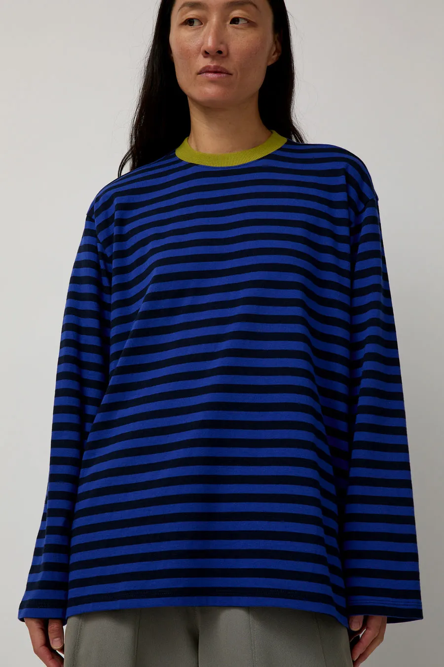 KkCo Long Sleeve Box Tee in Cobalt and Midnight Stripe sold by No. 6