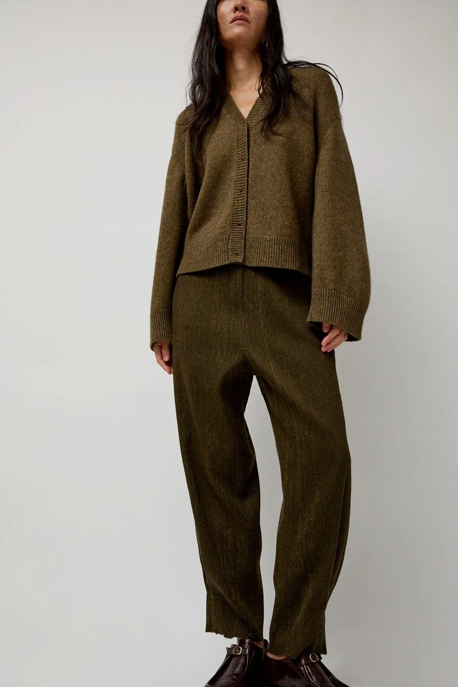 Boboutic Wool Linen Canvas Trousers in Green sold by No. 6