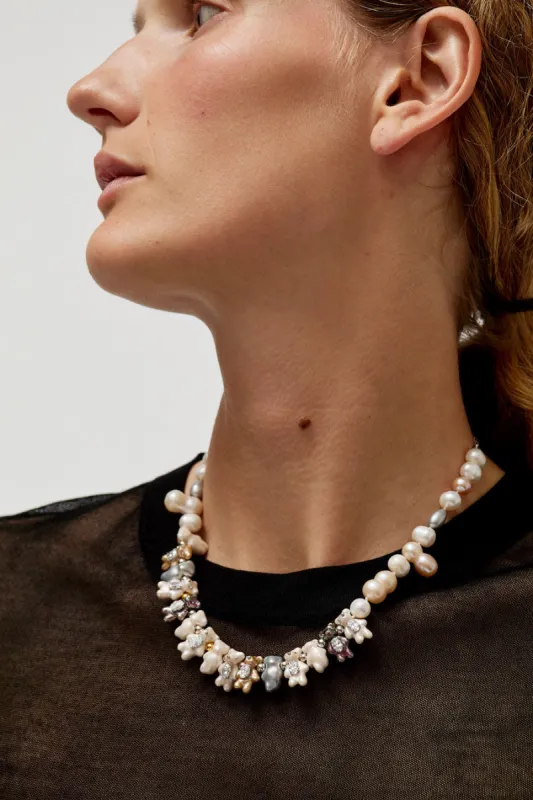 YVMIN Multi-Colored Mini Pearlescent Bear Pearl Necklace in Multi sold by No. 6