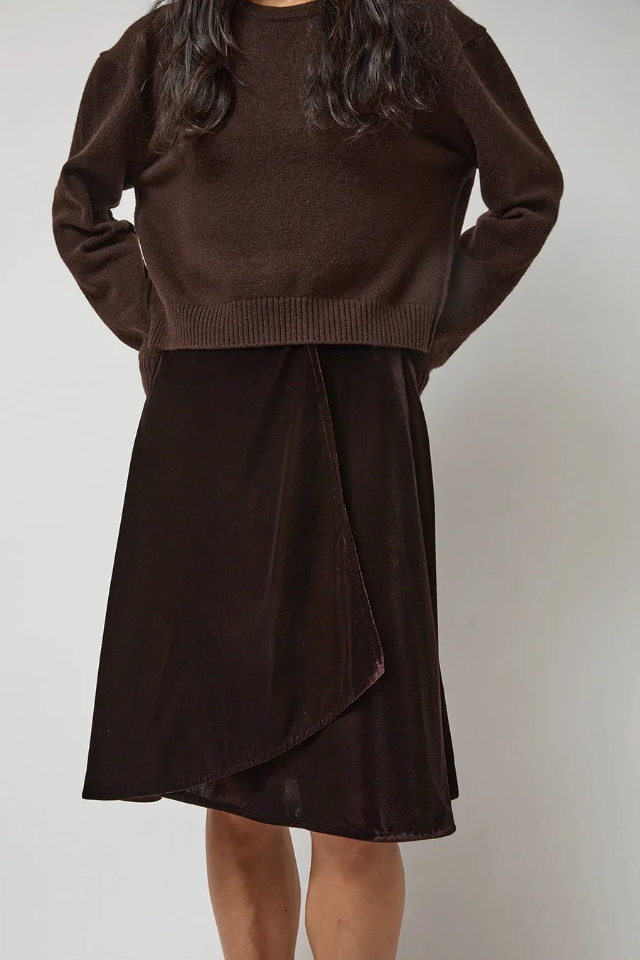 Anggae Velvet Midi Wrap Skirt in Brown sold by No. 6 product image thumbnail 5