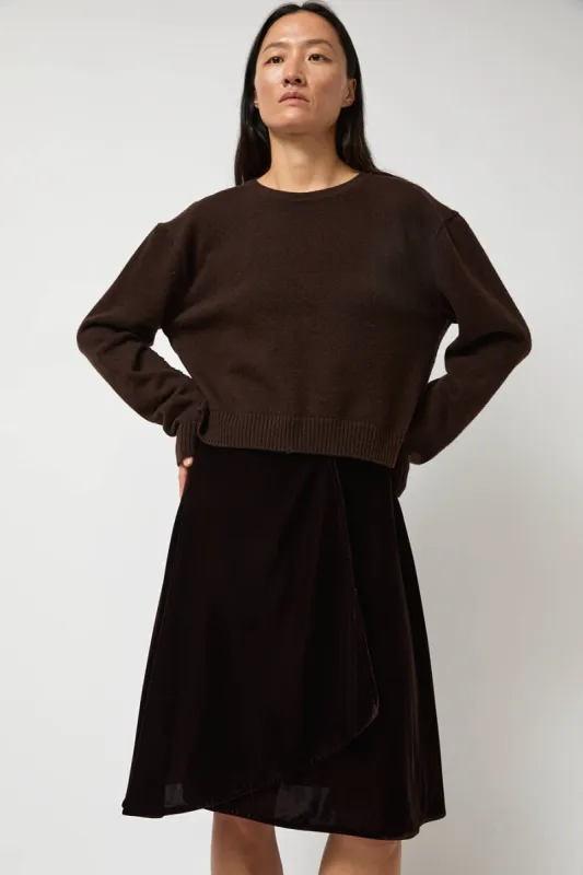 Anggae Velvet Midi Wrap Skirt in Brown sold by No. 6