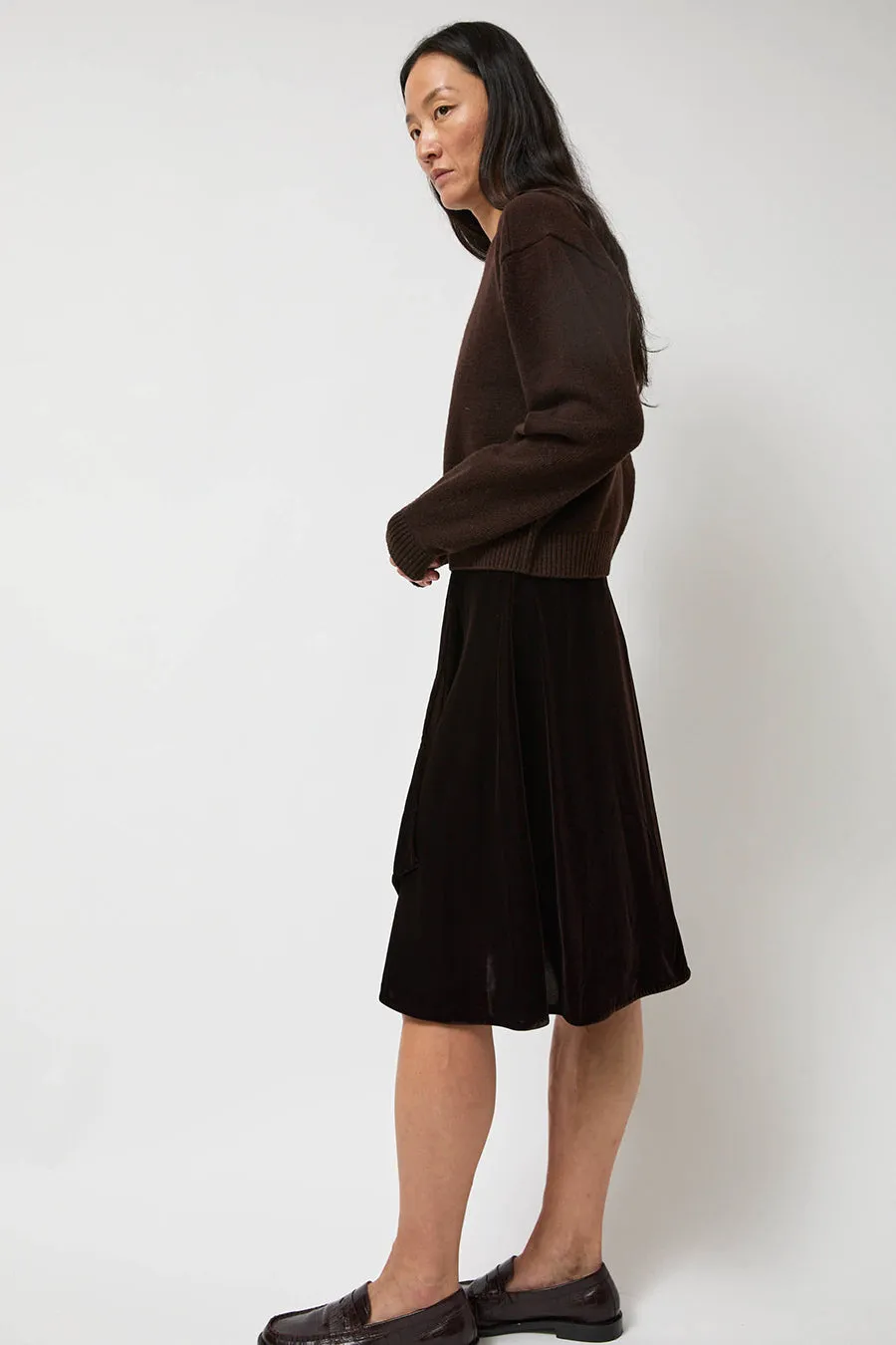 Anggae Velvet Midi Wrap Skirt in Brown sold by No. 6 product image thumbnail 4